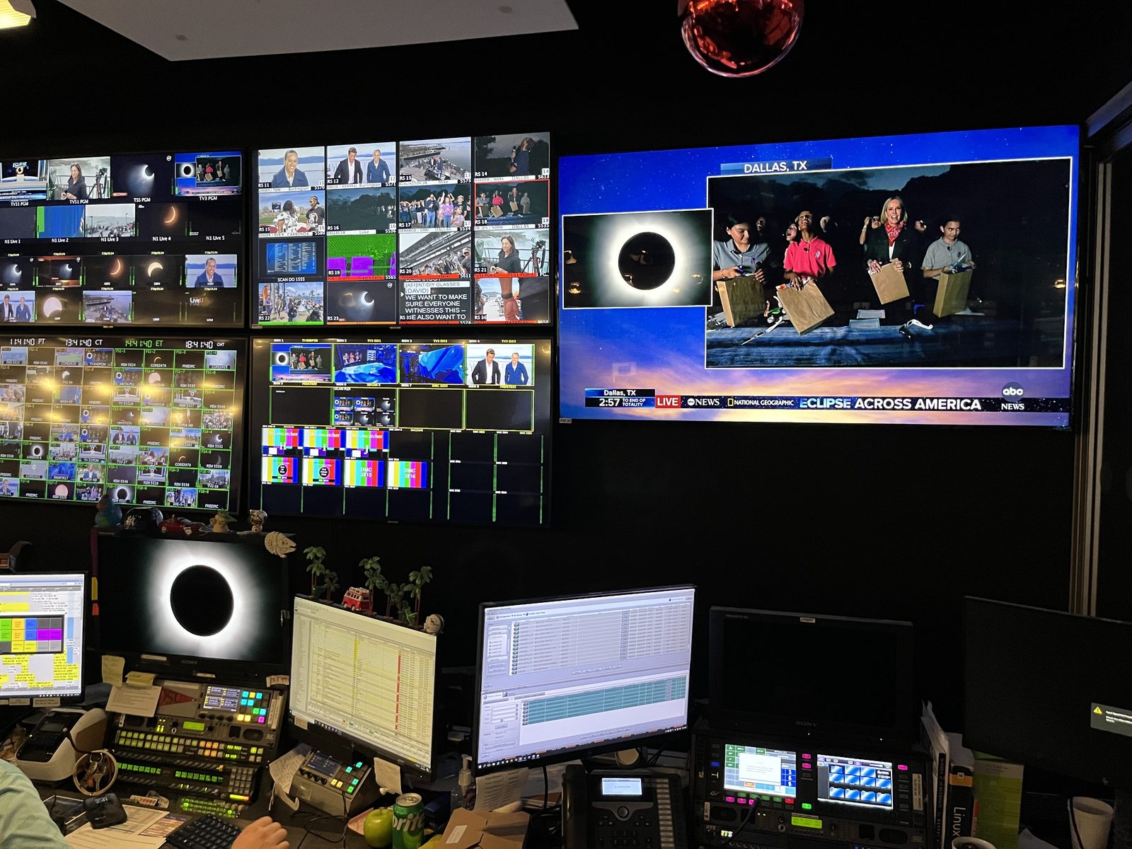 ABC News control room during live Eclipse Across America coverage